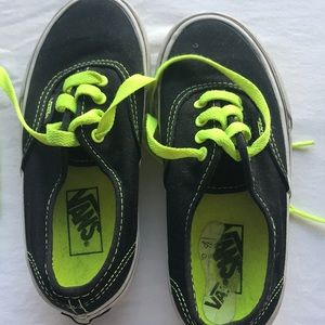 Kids vans size 11 fluorescent yellow and black